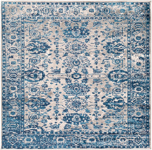 Monte Carlo MNC-2310 Traditional Polypropylene Rug MNC2310-67SQ Light Gray, Sky Blue, Navy, White 100% Polypropylene 6'7" Square
