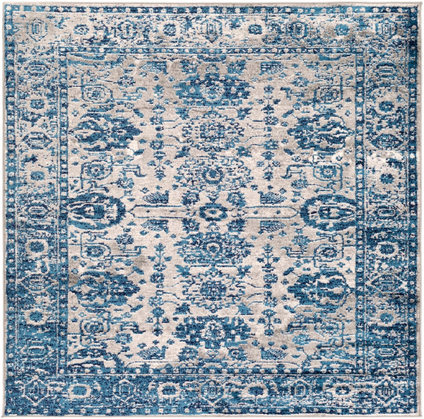 Monte Carlo MNC-2310 Traditional Polypropylene Rug MNC2310-67SQ Light Gray, Sky Blue, Navy, White 100% Polypropylene 6'7" Square
