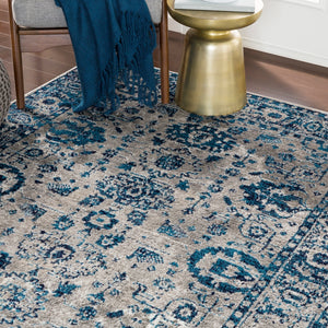 Monte Carlo MNC-2310 Traditional Polypropylene Rug MNC2310-9312 Light Gray, Sky Blue, Navy, White 100% Polypropylene 8'10" x 12'