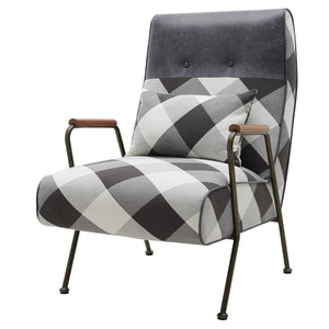 Kahlo Fabric Accent Chair Mono Gingham/Vintage Midnight
