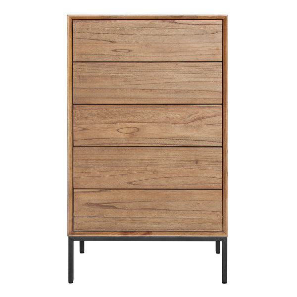 Hathaway 5-Drawer Chest - Rustic Modern Design in Solid Mindy Wood with Steel Legs, Fully Assembled!