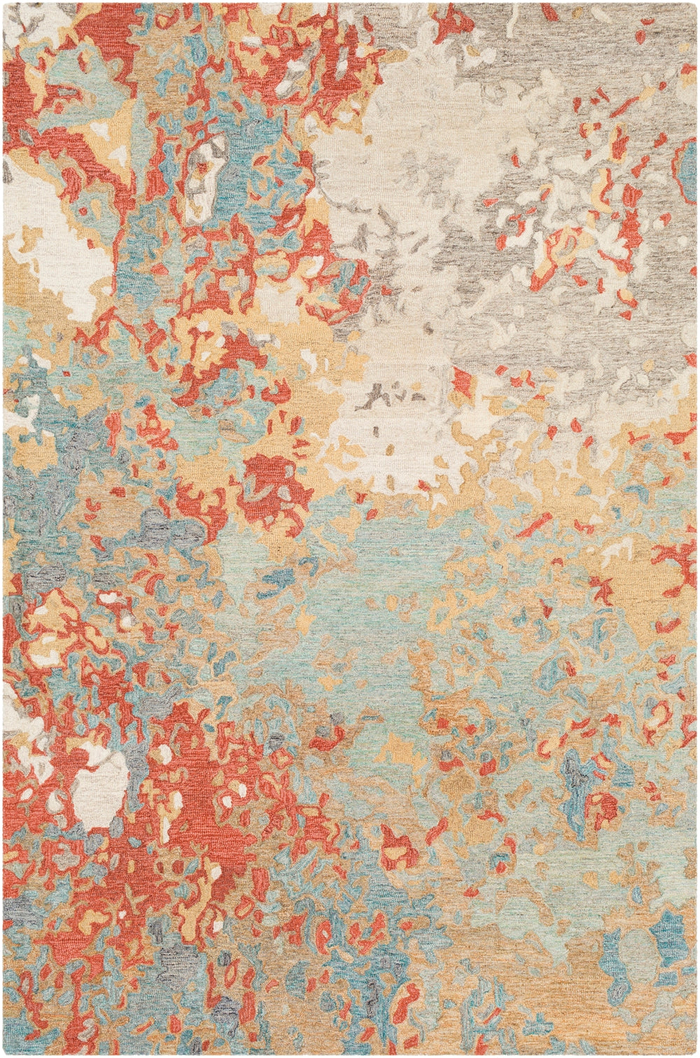 Modern Nouveau MNV-1000 Modern Wool Rug MNV1000-810 Rust, Aqua, Seafoam, Navy, Tan, Camel, Wheat 100% Wool 8' x 10'