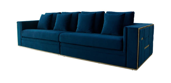 VIG Furniture Divani Casa Mobray - Glam Blue & Gold Fabric Sofa VGUIMY524-BLUE