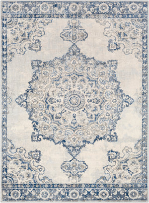 Monaco MOC-2303 Traditional Polypropylene Rug MOC2303-810123 Navy, Medium Gray, Cream, Silver Gray, Khaki, Bright Blue 100% Polypropylene 8'10" x 12'3"