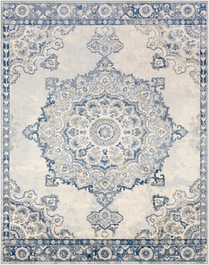 Monaco MOC-2303 Traditional Polypropylene Rug MOC2303-710103 Navy, Medium Gray, Cream, Silver Gray, Khaki, Bright Blue 100% Polypropylene 7'10" x 10'3"