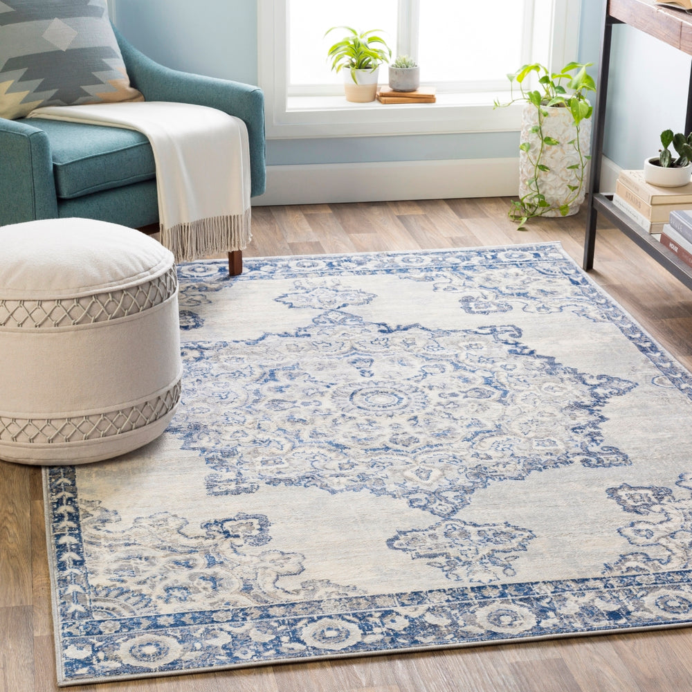 Monaco MOC-2303 Traditional Polypropylene Rug MOC2303-810123 Navy, Medium Gray, Cream, Silver Gray, Khaki, Bright Blue 100% Polypropylene 8'10" x 12'3"