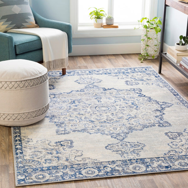Monaco MOC-2303 Traditional Polypropylene Rug MOC2303-810123 Navy, Medium Gray, Cream, Silver Gray, Khaki, Bright Blue 100% Polypropylene 8'10" x 12'3"