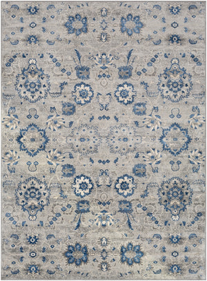 Monaco MOC-2308 Traditional Polypropylene Rug MOC2308-810123 Medium Gray, Silver Gray, Bright Blue, Navy, Cream 100% Polypropylene 8'10" x 12'3"