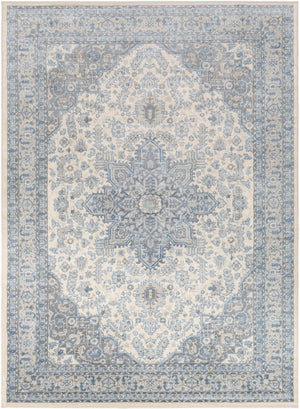 Monaco MOC-2313 Traditional Polypropylene Rug MOC2313-810123 Bright Blue, Cream, Silver Gray, Medium Gray 100% Polypropylene 8'10" x 12'3"