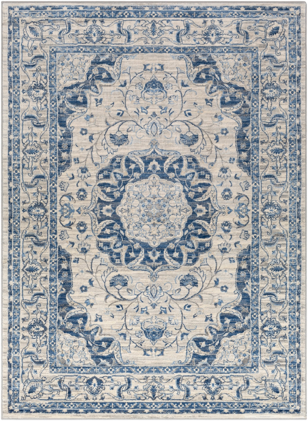 Monaco MOC-2318 Traditional Polypropylene Rug MOC2318-810123 Navy, Bright Blue, Medium Gray, Silver Gray, Cream 100% Polypropylene 8'10" x 12'3"