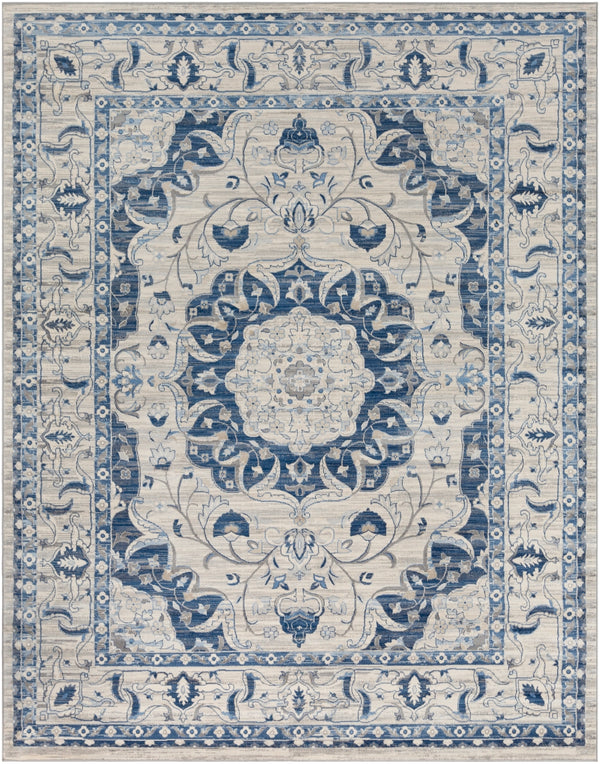 Monaco MOC-2318 Traditional Polypropylene Rug MOC2318-710103 Navy, Bright Blue, Medium Gray, Silver Gray, Cream 100% Polypropylene 7'10" x 10'3"