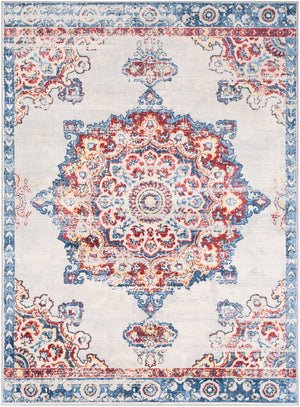 Monaco MOC-2319 Traditional Polypropylene Rug MOC2319-810123 Dark Blue, Denim, Dark Red, Butter, Coral, Silver Gray, Cream 100% Polypropylene 8'10" x 12'3"