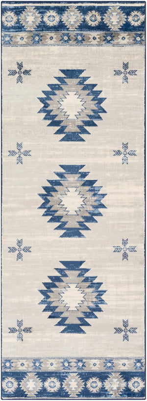 Monaco MOC-2321 Rustic Polypropylene Rug MOC2321-2773 Navy, Bright Blue, Medium Gray, Silver Gray, Cream 100% Polypropylene 2'7" x 7'3"