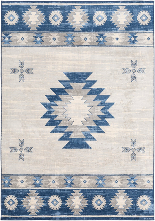 Monaco MOC-2321 Rustic Polypropylene Rug MOC2321-810123 Navy, Bright Blue, Medium Gray, Silver Gray, Cream 100% Polypropylene 8'10" x 12'3"