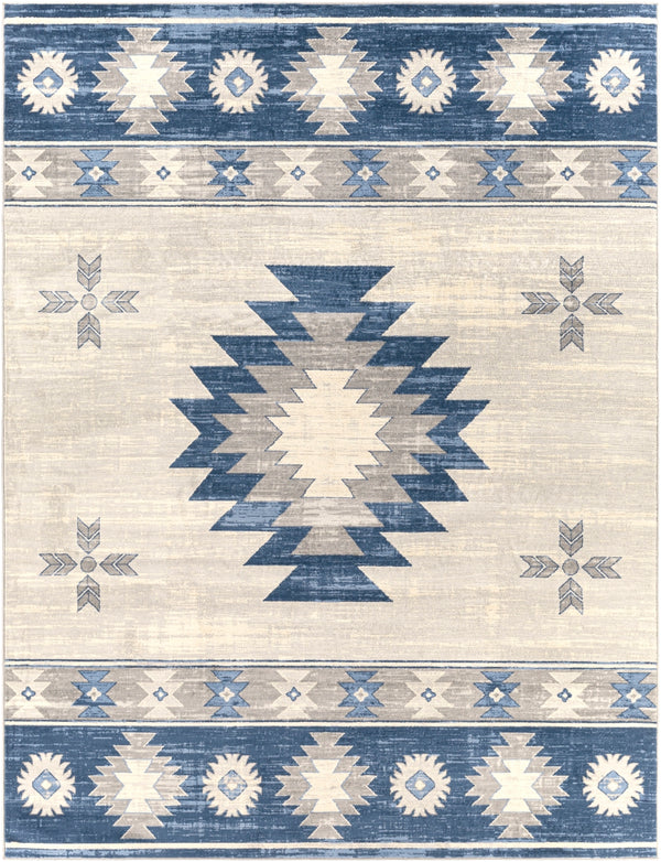 Monaco MOC-2321 Rustic Polypropylene Rug MOC2321-710103 Navy, Bright Blue, Medium Gray, Silver Gray, Cream 100% Polypropylene 7'10" x 10'3"