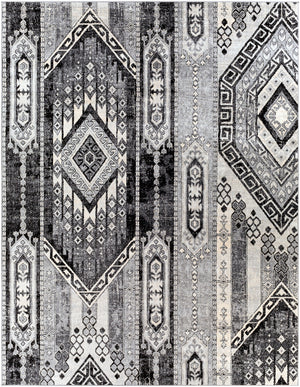 Monaco MOC-2325 Global Polypropylene Rug MOC2325-710103 Black, Medium Gray, Silver Gray, Cream 100% Polypropylene 7'10" x 10'3"