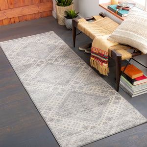 Monaco MOC-2326 Global Polypropylene Rug MOC2326-2773 Medium Gray, Silver Gray, Cream 100% Polypropylene 2'7" x 7'3"