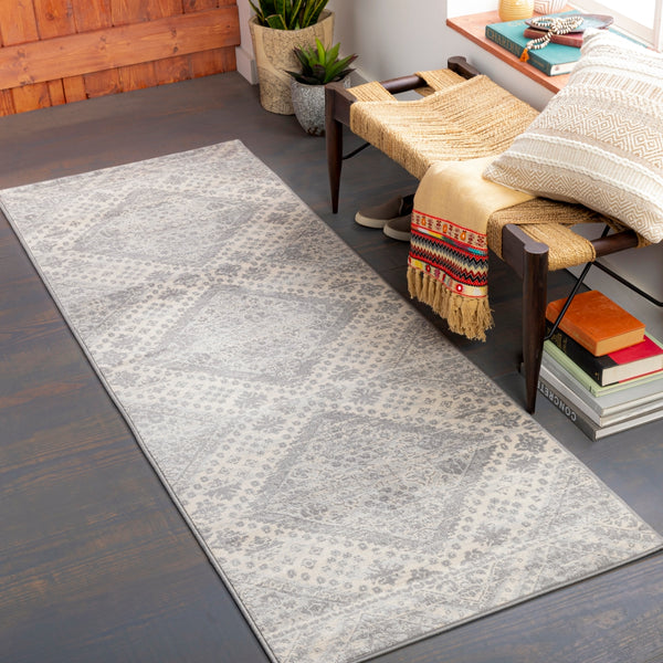 Monaco MOC-2326 Global Polypropylene Rug MOC2326-2773 Medium Gray, Silver Gray, Cream 100% Polypropylene 2'7" x 7'3"