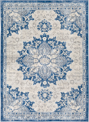 Monaco MOC-2327 Traditional Polypropylene Rug MOC2327-810123 Navy, Bright Blue, Cream, Silver Gray, Medium Gray 100% Polypropylene 8'10" x 12'3"