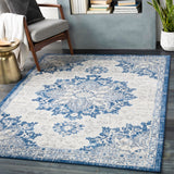 Monaco MOC-2327 Traditional Polypropylene Rug MOC2327-810123 Navy, Bright Blue, Cream, Silver Gray, Medium Gray 100% Polypropylene 8'10" x 12'3"