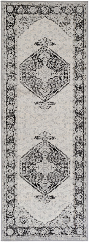 Monaco MOC-2329 Traditional Polypropylene Rug MOC2329-2773 Black, Cream, Silver Gray, Medium Gray 100% Polypropylene 2'7" x 7'3"