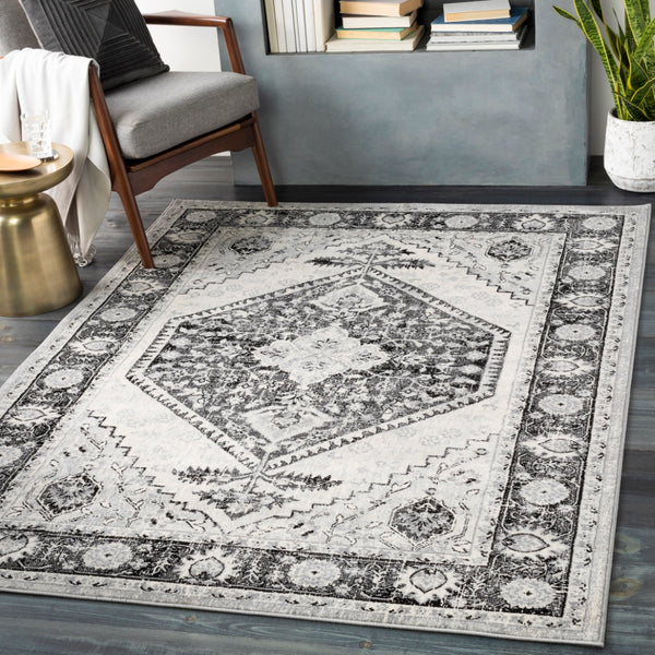 Monaco MOC-2329 Traditional Polypropylene Rug MOC2329-810123 Black, Cream, Silver Gray, Medium Gray 100% Polypropylene 8'10" x 12'3"