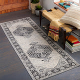 Monaco MOC-2329 Traditional Polypropylene Rug MOC2329-2773 Black, Cream, Silver Gray, Medium Gray 100% Polypropylene 2'7" x 7'3"