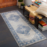 Monaco MOC-2330 Traditional Polypropylene Rug MOC2330-2773 Navy, Cream, Silver Gray, Medium Gray 100% Polypropylene 2'7" x 7'3"