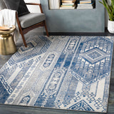 Monaco MOC-2332 Global Polypropylene Rug MOC2332-810123 Navy, Cream, Silver Gray, Medium Gray 100% Polypropylene 8'10" x 12'3"