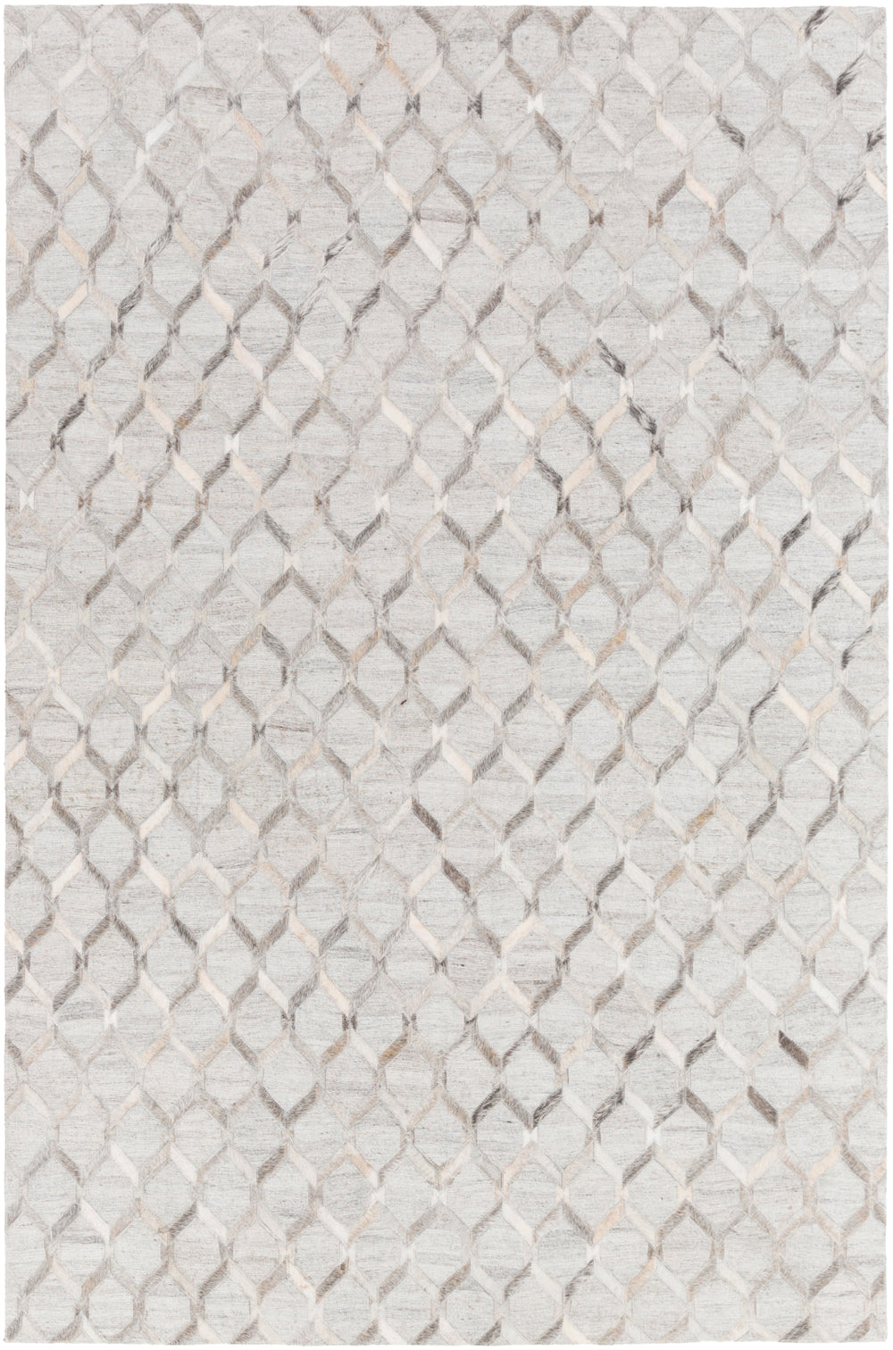 Medora MOD-1010 Modern Hair On Hide, Chenille-Viscose Rug MOD1010-913 Medium Gray, Cream, Light Gray 65% Hair On Hide, 35% Chenille-Viscose 9' x 13'