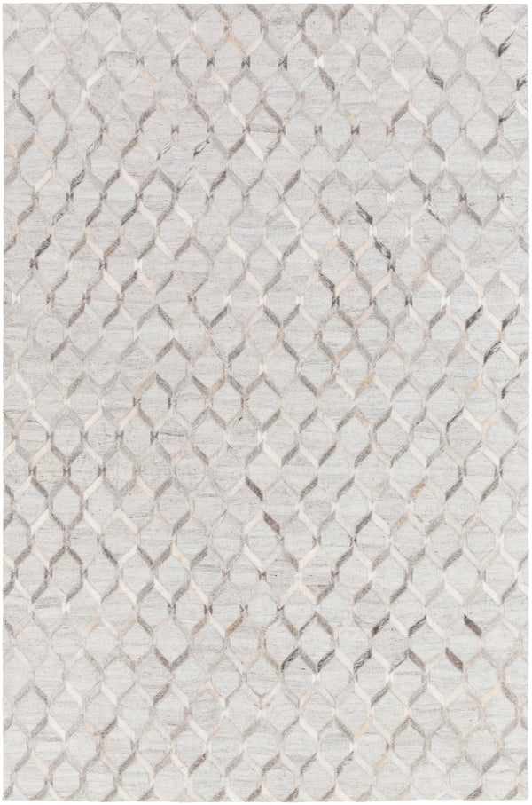 Medora MOD-1010 Modern Hair On Hide, Chenille-Viscose Rug MOD1010-913 Medium Gray, Cream, Light Gray 65% Hair On Hide, 35% Chenille-Viscose 9' x 13'