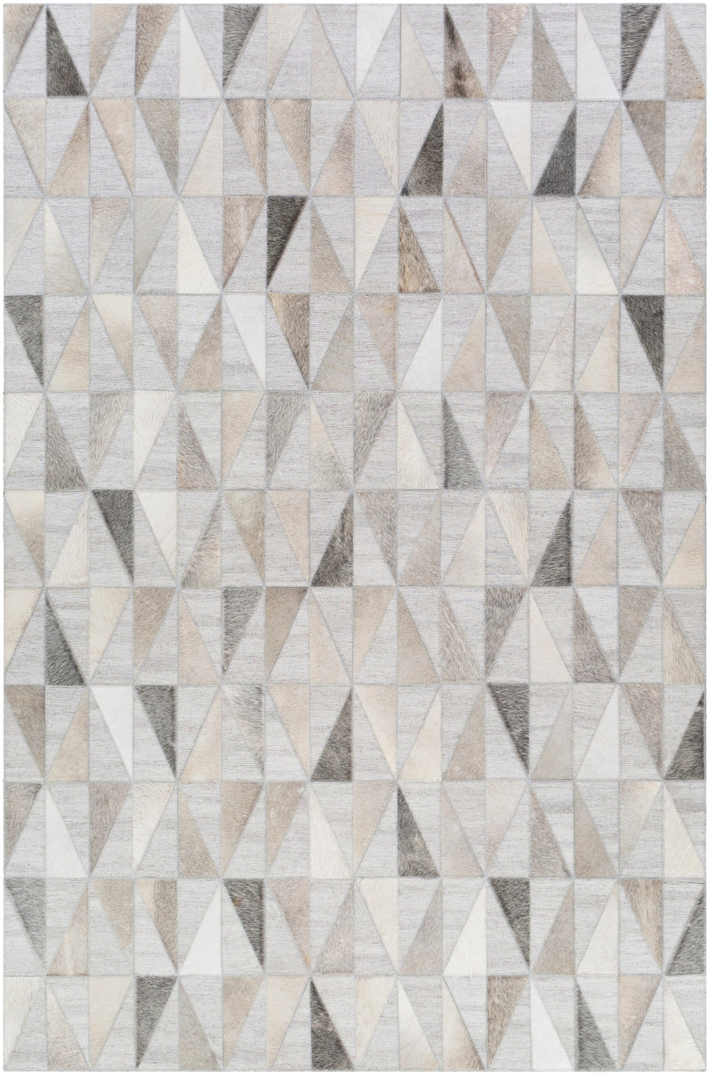 Medora MOD-1022 Rustic Viscose, Hair On Hide Rug MOD1022-576 Medium Gray, Cream, Ivory, Taupe 60% Viscose, 40% Hair On Hide 5' x 7'6"