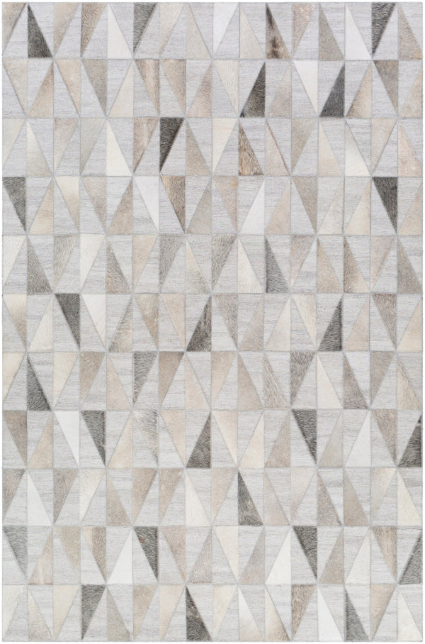 Medora MOD-1022 Rustic Viscose, Hair On Hide Rug MOD1022-576 Medium Gray, Cream, Ivory, Taupe 60% Viscose, 40% Hair On Hide 5' x 7'6"
