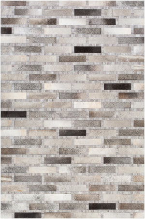 Medora MOD-1023 Rustic Hair On Hide, Viscose, Wool Rug MOD1023-913 Light Gray, Dark Brown, Ivory, Black, Taupe, Medium Gray 60% Hair On Hide, 20% Viscose, 20% Wool 9' x 13'