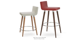 Dallas DR Wood Stools Set: Light Grey (Natural) and One Red (Walnut Finish) Leatherette- Dallas Dr.Wood Counter