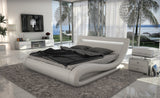 Queen Corsica Contemporary White Bed w/ Headboard Lights