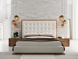 VIG Furniture Modrest Amberlie - Queen White Vegan Leather & Walnut Bed VGMABR-96-WAL-BED-Q
