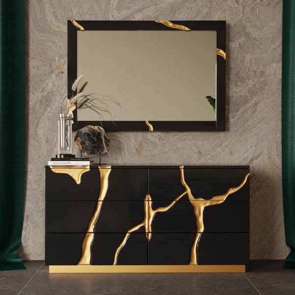 VIG Furniture Modrest Aspen - Modern Black and Gold Dresser VGVC-J1801-D-L-W