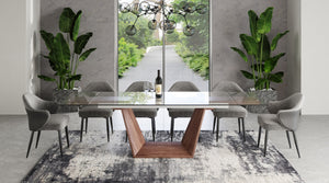 VIG Furniture Modrest Babia Modern Smoked Glass & Walnut Extendable Dining Table VGNSGD8683-SMK