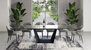 VIG Furniture Modrest Bronwin - Modern Glass & Black Metal Extendable Dining Table VGNSGD8684-BLK-DT