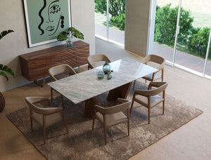 VIG Furniture Modrest Cadence - Modern Walnut & Marble Dining Table VGCSDT-1571-MRB