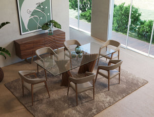 VIG Furniture Modrest Corbin Modern Walnut & Glass Dining Table VGCSDT-1571