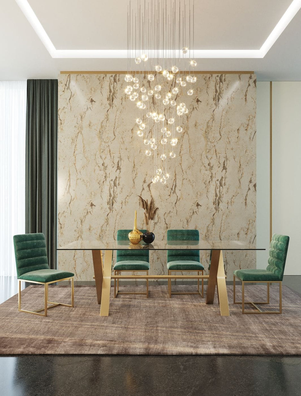 VIG Furniture Modrest Dandy - Modern Golden & Glass Dining Table VGGMDT-1305-DT