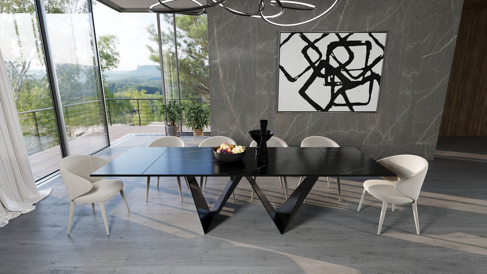 VIG Furniture Modrest Fritz - Modern Black Ceramic Dining Table VGNSGD8767-BLK-DT