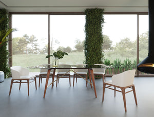 VIG Furniture Modrest Kipling - Modern Smoked Glass & Walnut Large Dining Table VGCSDT-16111-LRG-WAL-DT