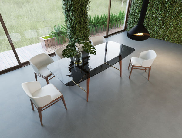 VIG Furniture Modrest Kipling - Modern Smoked Glass & Walnut Large Dining Table VGCSDT-16111-LRG-WAL-DT