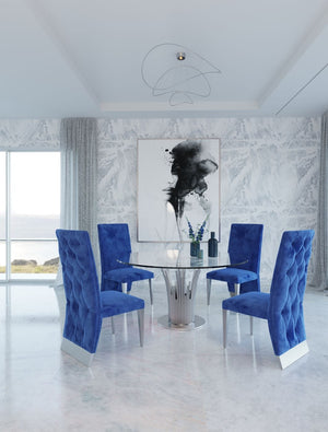 VIG Furniture Modrest Paxton - Modern Round Glass & Stainless Steel Dining Table VGVC-T817-RND