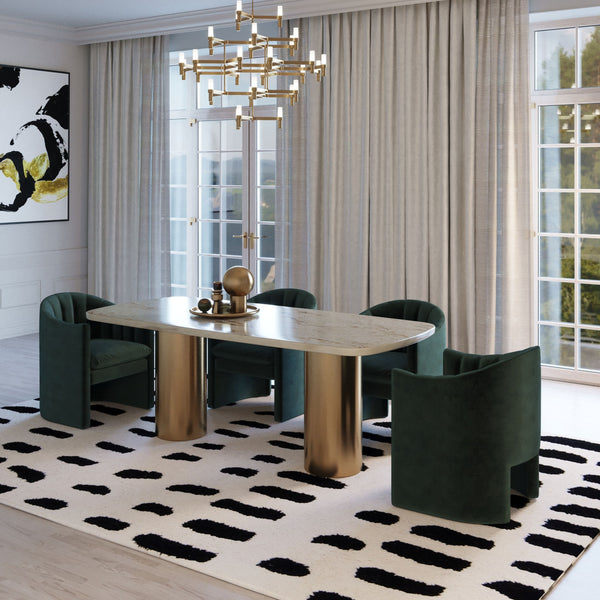 VIG Furniture Modrest Rocky - Glam White Marble & Brush Gold Dining Table VGGMM-DT-1360A-DT