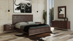 VIG Furniture Modrest Shane - Modern Acacia & Brass Bed VGNXSHANE-BED