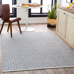 Modena MOE-1003 Modern Polyester Rug MOE1003-810 Medium Gray, White 100% Polyester 8' x 10'